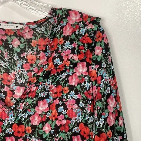 Zara Floral Peasant Tiered Midi Maxi Dress Size M - Picture 4 of 6